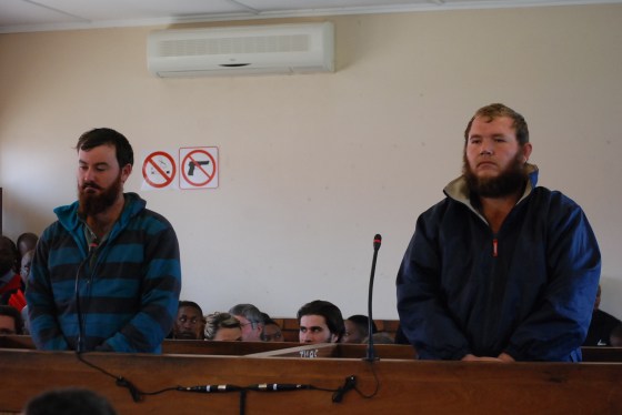 DSC_7697The alledged Matlhomola Mosweu's killers,Phillip Schutte and Pieter Doorewaard during their first appearance in Coligny Magistrate court.