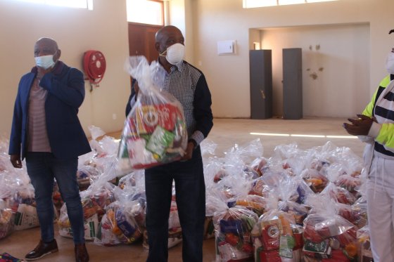 Mokgoro with food parcels